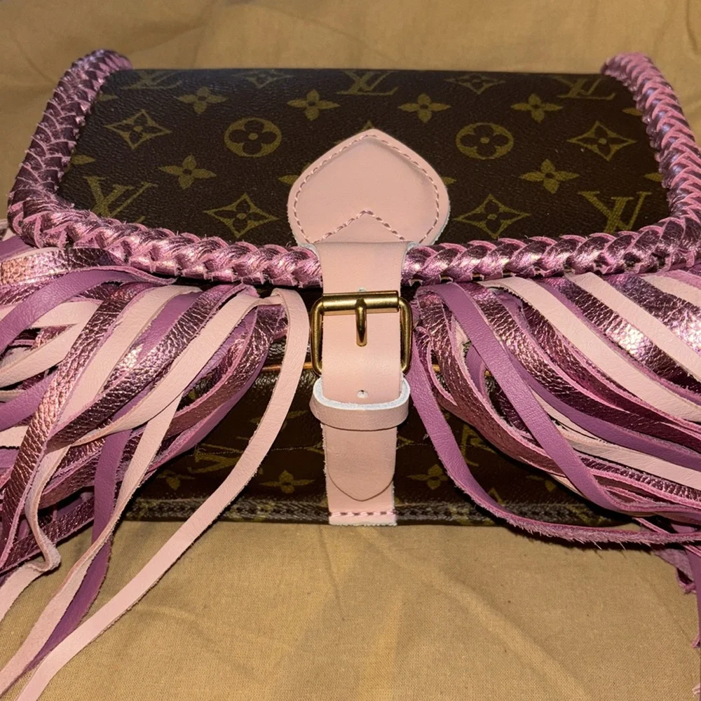 SOLD Vintage Boho Gorgeous Recycled LV Bag - Picture 9 of 11